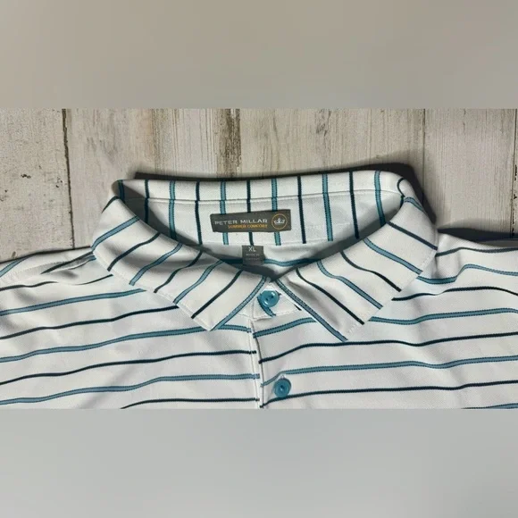 Peter Millar Shirt Mens XL White Striped Summer Comfort Polo Golf Classiccore - Picture 4 of 9